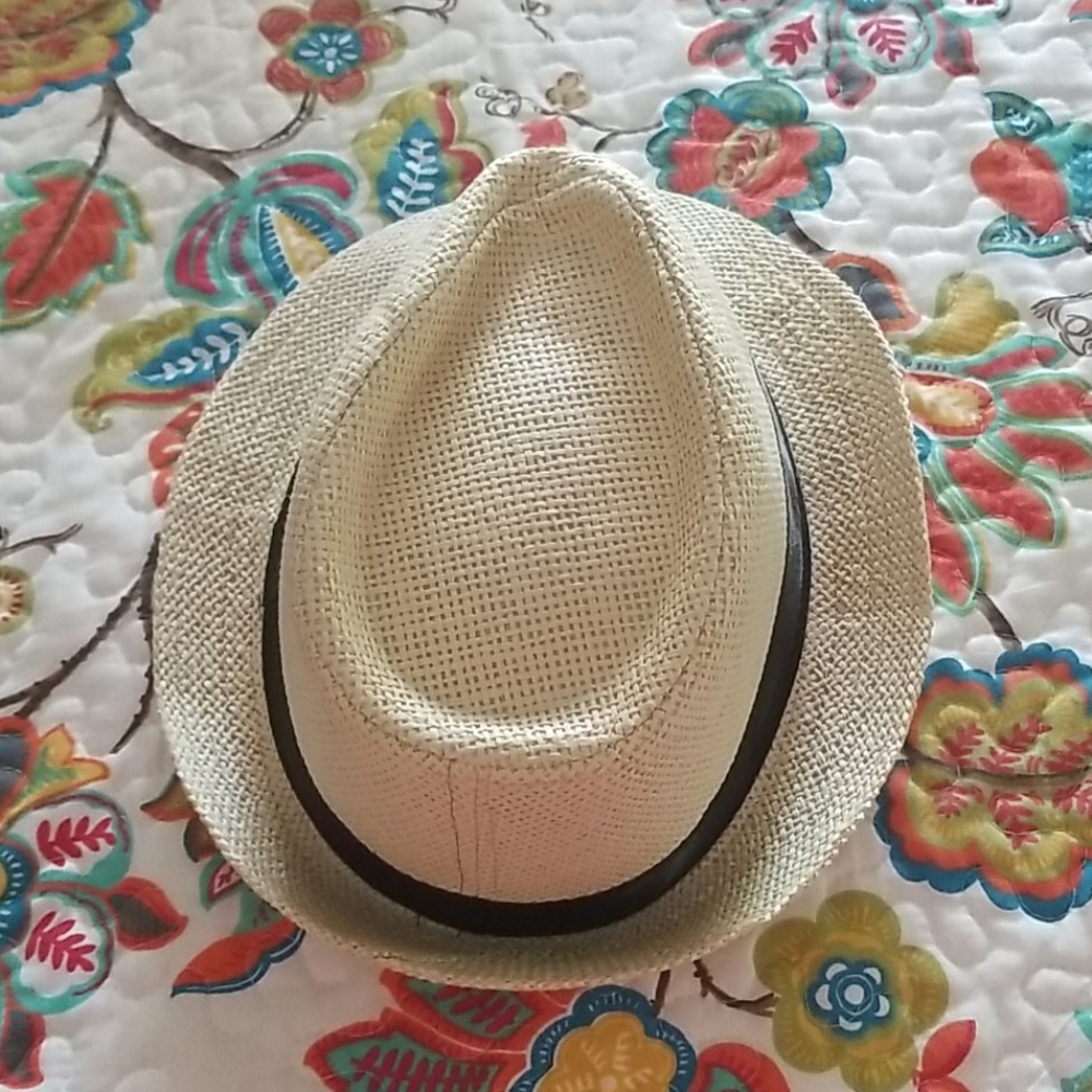 Hat with black ribbon